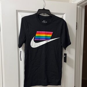 Nike Robert Blake Colab Black Short-Sleeve Tee with Rainbow Stripe Swoosh